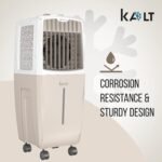 Havells Kalt 24L Personal Air Cooler for home | Powerful Air Delivery | Low Noise, Knob Panel | Everlast Pump | 4 Way Air Deflection | High Density Honeycomb Pads | Heavy Duty (White/Champagne Gold)