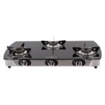 BLOWHOT Heavy Brass Burner 3 Burner Auto Ignition Gas Stove - Toughened Glass Cook Top-ISI certified - Stainless Steel Frame - 2 Year Warranty on Burner, Gas stove Valve and Glass