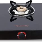 Butterfly Smart 3 Burner Glass Top Gas Stove | Manual Ignition | Scratch Resistant Toughened Glass | Brass Burners | Skid-proof Legs | 1 Year Manufacturer's Warranty | Black