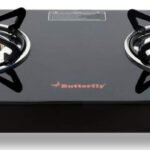 Butterfly Smart 2 Burner Glass Top Gas Stove | Manual Ignition | Scratch Resistant Toughened Glass | Brass Burners | Skid-proof Legs | 1 Year Manufacturer's Warranty | Black