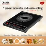 Pigeon by Stovekraft Cruise 1800 watt Induction Cooktop With Crystal Glass,7 Segments LED Display, Auto Switch Off - Black
