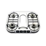 Blowhot Onyx 4 Burner Manual Ignition Gas Stove|Cooktop|Stainless Steel Body|Heavy Tornado Brass Burners|Isi Certified|Heavy Vessel Support|2 Year Warranty On Burner & Gas Stove Valves - Silver