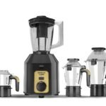 Havells Klassic 1000 watts 4 Jar Mixer Grinder I 2.5 Kg Double Ball Bearing Copper Motor I 22000 RPM I 100 Minutes Run Time I Metal Teeth Coupler & Jar Base I Polycarbonate Jar, Lids with Lock (Grey)