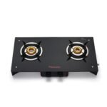 Butterfly Prism Glass 2 Burner Gas Stove, Black/Red