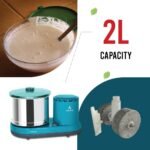 Amirthaa Popular Plus Table Top Wet Grinder, 2 Litre Capacity, 120 Watts, 5 Year Warranty, ABS Body, Stainless Steel Drum (Green)