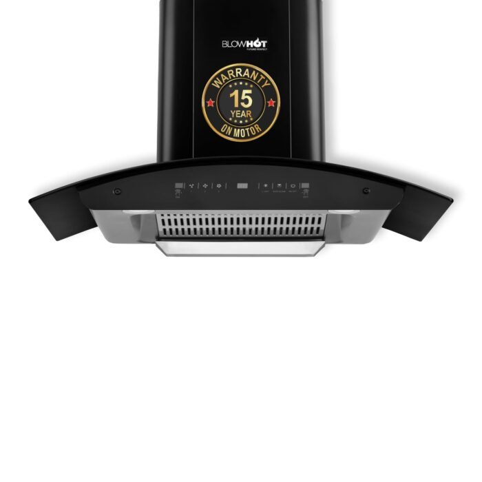 BLOWHOT 90cm 1300 m³/h Filterless Autoclean Chimney for Kitchen with Free Installation Kit, 15 Year Warranty on Motor, Motion Sensor Stylish Curved Hood, Auto Clean & Oil Collector (EVANA L BAC MS) - Image 1