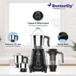 Butterfly Jet Elite 750 Watts Mixer Grinder with 4 Jars | 3 Stainless Steel Multipurpose Jars & 1 Juicer Jar | ABS Body | Sturdy Polycarbonate Juicer Jar | 2 Years Manufacturer's Warranty | Grey