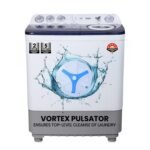 Haier 8 Kg 5 star SEMI Automatic Top Loading Washing Machine HTW80-186, ice white, 2024, Anti Bacterial anti bacterial vortex Pulsator, Magic Filter, 1300 RPM & Castors