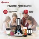 Lifelong Mixer Grinder for Kitchen - 4 Jars 500 Watt Mixie - 2 Nutri bullet Jars for Smoothie & Blending, Chutney Jar & Liquidizing Jar used as Wet Grinder & Blender - Stainless Steel Blades (LLMG39)