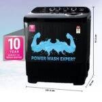 ONIDA 12 Kg 5 Star Semi-Automatic Top Loading Washing Machine (S12GS1, Black, Cyclone Pulsator, Waterfall Technology)