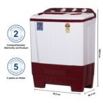 Onida 8 Kg Semi-Automatic Top Loading Washing Machine (S80SBXR, White)