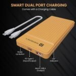 Portronics Luxcell B 10K 10000 mAh 22.5W Fast charging Power Bank, Ultra Slim Power Bank with Mach USB-A Output, Type C PD Output, Type C Input, Wake Up Button(Yellow)