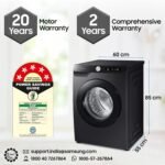 Samsung 8 kg, 5 star, Eco Bubble Technology, AI Control, Wi-Fi, Fully-Automatic Front Load Washing Machine (WW80T504DAB1TL, Hygiene Steam, Black Caviar, Awarded as Washing Machine Brand of the year)