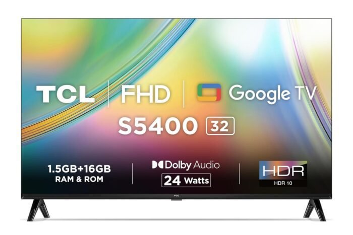 TCL 80.04 cm (32 inches) Bezel-Less S Series Full HD Smart LED Google TV 32S5400 (Black) Style Name: S5400 Series - Image 1
