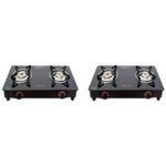 Butterfly Smart Glass Top 2 Burner Open Gas Stove (Black), Manual Ignition (Pack of 2)