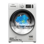 Whirlpool 7 Kg 5 Star Inverter Front Load Fully Automatic Washing Machine with In-Built Heater (XS7010BWW52E, Crystal White, 100+ Tough Stains, Steam Technology, 6th Sense Soft Move, 2024 Model)