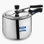 KENT Stainless Steel 3 Litre Pressure Cooker with SS Inner Lid | 4.66mm Heavy Encapsulated Bottom | Injection Moduled Handles For Durability | Lead Free Safety Valve | Suitable For Induction Cooktop