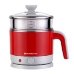 Wonderchef Crimson Edge Multi-cook Kettle-Red 1.2 Litre Electric Kettle, 1000W, Red with egg boiler attachment | 2 in 1 | Breakfast appliance | Make Tea and Coffee, Boil Eggs