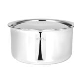 Allo Stainless Steel Triply Tope with Lid/Patila/Bhagona for Grains/Soups/Canning/Desserts/Broth Boiling Tope Induction Gas Base Multi-Purpose Steel | 10 Years Warranty 22cm, 4.2 litres