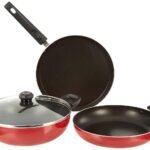 Butterfly Rapid Non Stick Cookware 3 Pcs Set Induction Base,Aluminium, Red