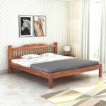 Sheesham Wood Arch Queen Size Bed Without Storage Wooden Double Bed for Bedroom Home Living Room (Honey Finish)
