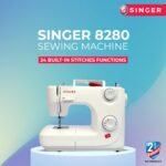 Singer 8280 Zig Zag Sewing Machine,8 Built in Stitches, 24 Stitch Function, Auto Needle Threader(White), 70W Powerful motor & Feed dog with 106 Teeth in 6 Rows-Get Free Online Interactive Master Class